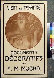 Annonse for monografien ""Dekorative dokumenter av A. M. Mucha."" Plakat av Alfons Maria Mucha (Alphonse Marie Mucha) av Alphonse Marie Mucha