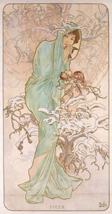 Vinter; Vinter, ca. 1896 av Alphonse Mucha