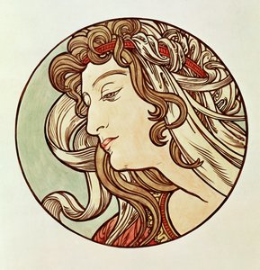 Kvinne, trekvartvisning av Alphonse Marie Mucha