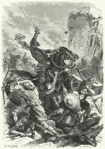 Grev Odo forsvarer Paris mot normannerne, 886 (gravering)