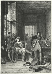 Francis I av Frankrike med skriveren og lærde Robert Estienne av Alphonse Marie de (after) Neuville