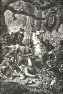 General Edward Braddocks død i slaget ved Monongahela av Alphonse Marie de Neuville