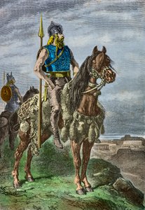 Rytterportrett av en gallisk kriger (gravering) av Alphonse Marie de Neuville