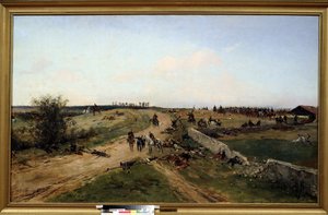 Fransk-prøyssisk krig. (Scene fra den fransk-prøyssiske krigen). Krigsscene mellom Preussen og det franske imperiet fra 19. juli 1870 til 29. januar 1871. Maleri av Alphonse Marie de Neuville (1835-1885). Olje på lerret. Tula nasjonalmuseum, Russland av Alphonse Marie de Neuville