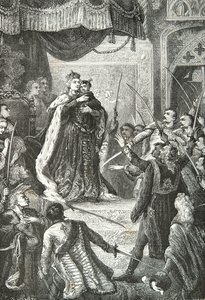 Maria Theresa av Østerrike med den fremtidige Josef 2 foran de ungarske magnatene av Alphonse Marie de Neuville