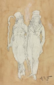 Two Young Men of Fashion Standing, andre halvdel av 1800-tallet. av Alphonse Marie de Neuville