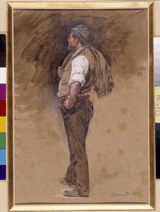 Bonde har jakken på hodet. Maleri av Alphonse Moutte (1840-1913), Obligatorisk omtale: Samlingsstiftelsen hilsen Provence, Marseille (Dim i cm 27x18) av Alphonse Moutte