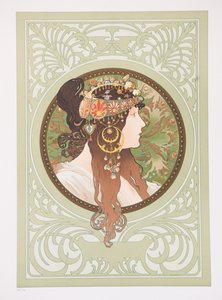 Bysantinske hoder: Brunette, 1897. av Alphonse Mucha