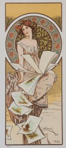 Champagnekalender, ca 1897. av Alphonse Mucha