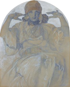 Portrett av kunstnerens datter, Jaroslava, ca. 1924 av Alphonse Mucha