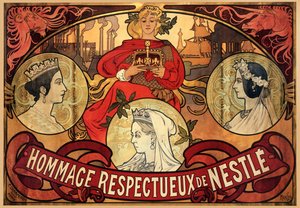 Plakatannonsering av Nestlé, hyllest til dronning Victorias diamantjubileum, 1897