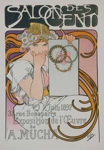 Plakat for A. Muchas-utstillingen i Salon des Cent, 1897.