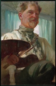 Selvportrett med palett av Alphonse Mucha