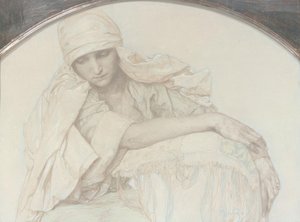 Studie av en ung kvinne av Alphonse Mucha