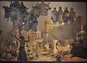 Innføringen av den slaviske liturgien Syklusen Det slaviske epos av Alphonse Mucha