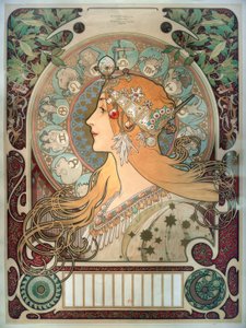 Zodiac kalender av Alphonse Mucha