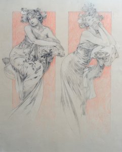 Foreløpig tegning for tabell 12 av Alphonse Mucha