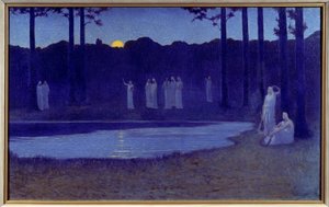 Symbolikk: "" Chants de nuit"" Maleri av Alphonse Osbert (1857-1939) 1896 Søn. 0,77x1,24 m Paris, musee d
