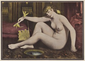 Mate fuglene (farge litho) av Alphonse Pellet