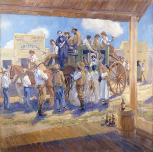 Guvernør Burnett leverer Charter of Statehood til San Jose, California, ca. 1925 (olje på lerret)