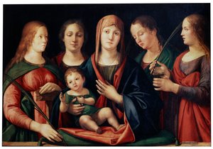 Madonna og barn med Mary Magdalen, Saint Catherine and two Saints, 1504