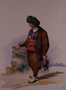 En andeselger, ca. 1855 av Amadeo Preziosi