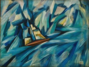 Seilbåt, ca. 1914 (olje på lerret)