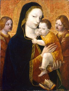 Jomfruen og barnet med to engler, ca 1485
