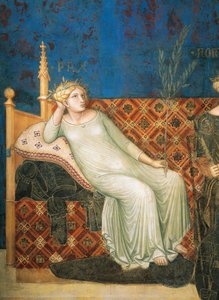 Allegori om god regjering, fred, detaljer fra Allegori og virkninger av god og dårlig regjering i by og land av Ambrogio Lorenzetti