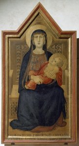 Jomfru Maria og Jesusbarnet - tempera på tre av Ambrogio Lorenzetti