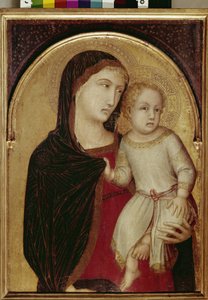 Jomfru og barn (tempera og bladgull på tre, ca. 1335) av Ambrogio Lorenzetti