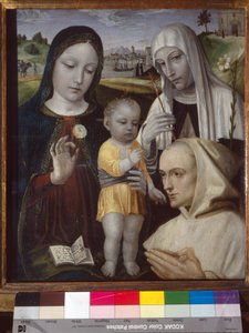 Madonna og barn, Saint Catherine av Siena og en karteusisk munk
