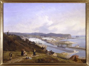 Le port de Boulogne av Louis Garneray, sd. ca 1820, Olje på lerret, H. 0,330; L. 0,460. CCIP Coll. av Ambroise-Louis Garneray