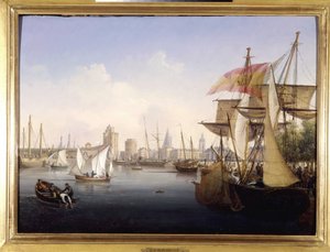 Le port de La Rochelle av Louis Garneray, sd. ca 1820, Olje på lerret, H. 0,330; L. 0,460. CCIP Coll.