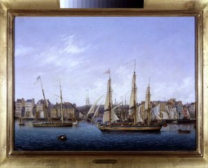 Le port du Havre, av Louis Garneray, sd. ca 1820, Olje på lerret, H. 0,330; L. 0,460. CCIP Coll.