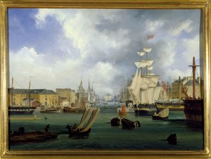 Havnen i Le Havre, Grand Bassin, av Louis Garneray, sd. ca. 1820, Olje på lerret, H. 0,330; L. 0,460. CCIP Coll.
