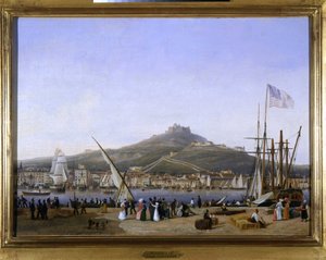 Marseille havn av Louis Garneray, sd. ca 1820, Olje på lerret, H. 0,330; L. 0,460. CCIP Coll.