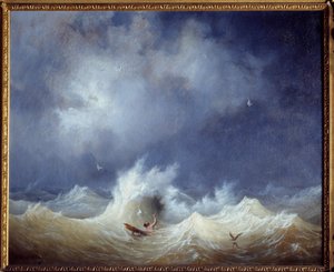 Forliset maleri av Ambroise Louis Garneray (1783-1857) 1800-tallet Brest, Musee des Beaux Arts
