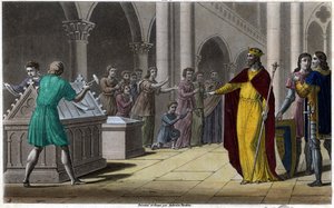 Grimoald, sønn av Pépin den eldre, borgermester i palasset i Austrasia (642) under Sigebert III. Designet og gravert av Ambroise Tardieu i 1825. av Ambroise Tardieu
