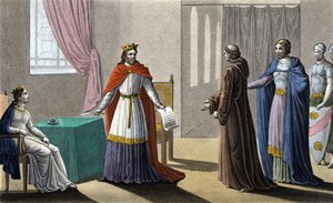 Ludvig VII begynte det andre korstoget etter råd fra Saint Bernard de Clairvaux (San Bernardo di Chiaravalle) og til tross for motstand fra Abbé Suger, som han overlot administrasjonen av kongeriket til under hans fravær og dronning Alienor av Aquitaine. av Ambroise Tardieu