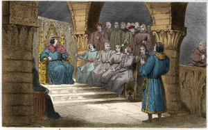 Philip V (1294-1322) den høye og generalstatene avviser forutsetningene til Jeanne II (salisk lov) - Philippe V dit "" Le Long"" (1294-1322) - Generalstatene, innkalt til Louvre, erklærte Filip V for konge og ekskluderte fra kronen sin  av Ambroise Tardieu