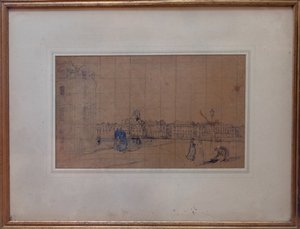 Le Quai de Carenage, Le Pollet, 1928 (blyant og wc på papir) av Ambrose McEvoy
