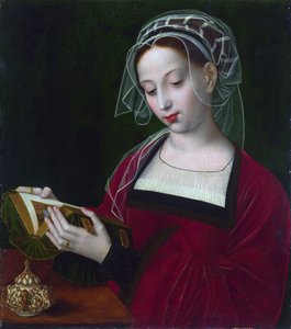 ""Mary Magdalene lesing"" Maleri av Ambrosius Benson (1495-1550) rundt 1525 London National Gallery
