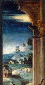 Fødselen (Olje på tre) 1550 av Ambrosius Benson