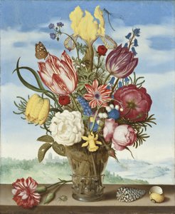 Bukett med blomster på en avsats av Ambrosius the Elder Bosschaert