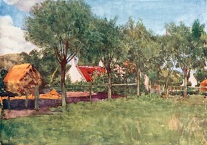 En gård (fargelitografi) av Amedee (after) Forestier