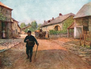 La Gleiza, en landsby i Ardennene (fargelitografi)