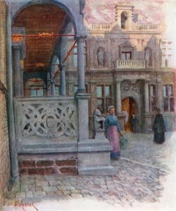Peristylen til rådhuset og Palais de Justice, Furnes (fargelitografi) av Amedee (after) Forestier
