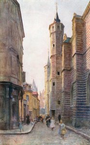 The Vieille Boucherie, Antwerpen (farge litho) av Amedee (after) Forestier