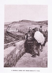En general ser ut over Hadrians mur, illustrasjon fra The Roman Soldier, 1928